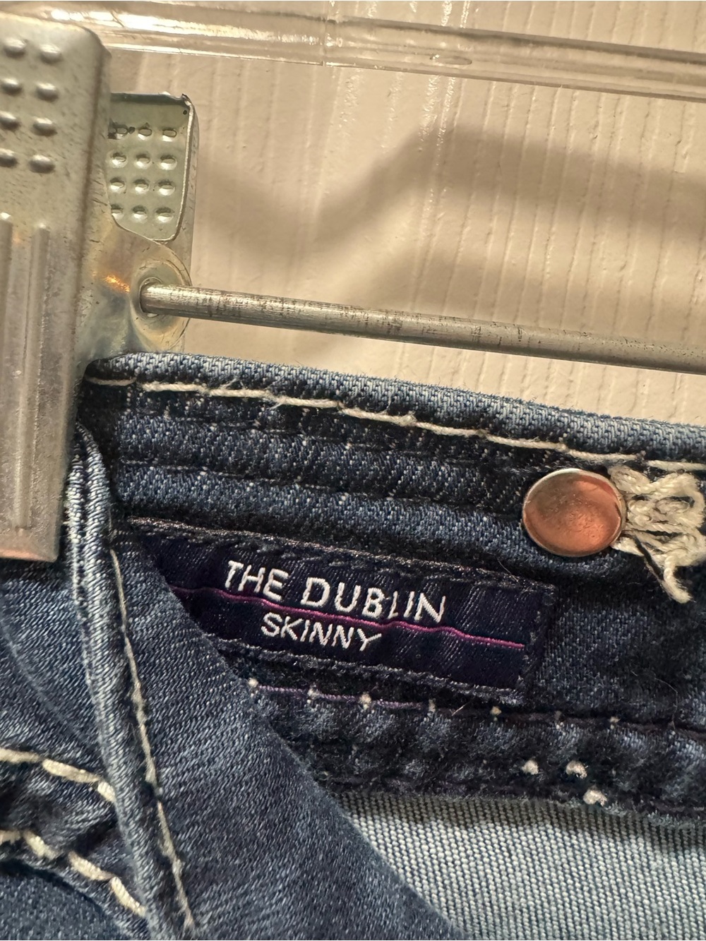 Vigoss Dark Blue Skinny Jeans with Contrast Stitching - Picture 9 of 9